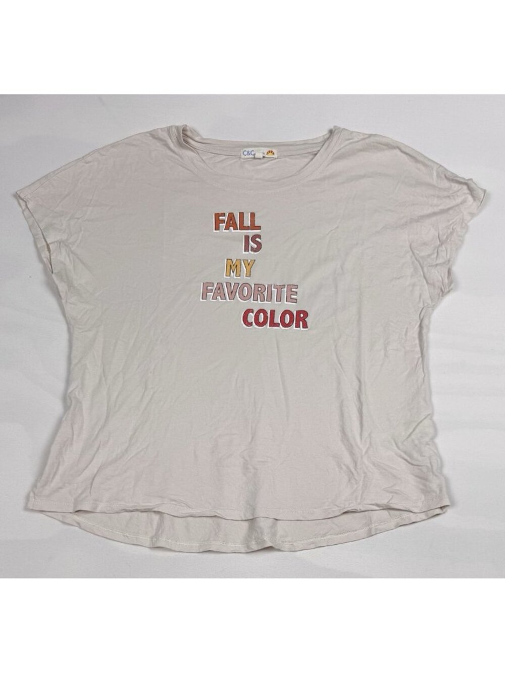 C&C California Fall Is My Favorite Color Graphic Tee Womens L Retail $48